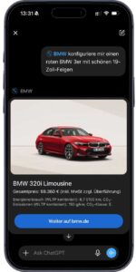 BMW lanza un configurador de vehículos en ChatGPT de Open IA basado en el diálogo.